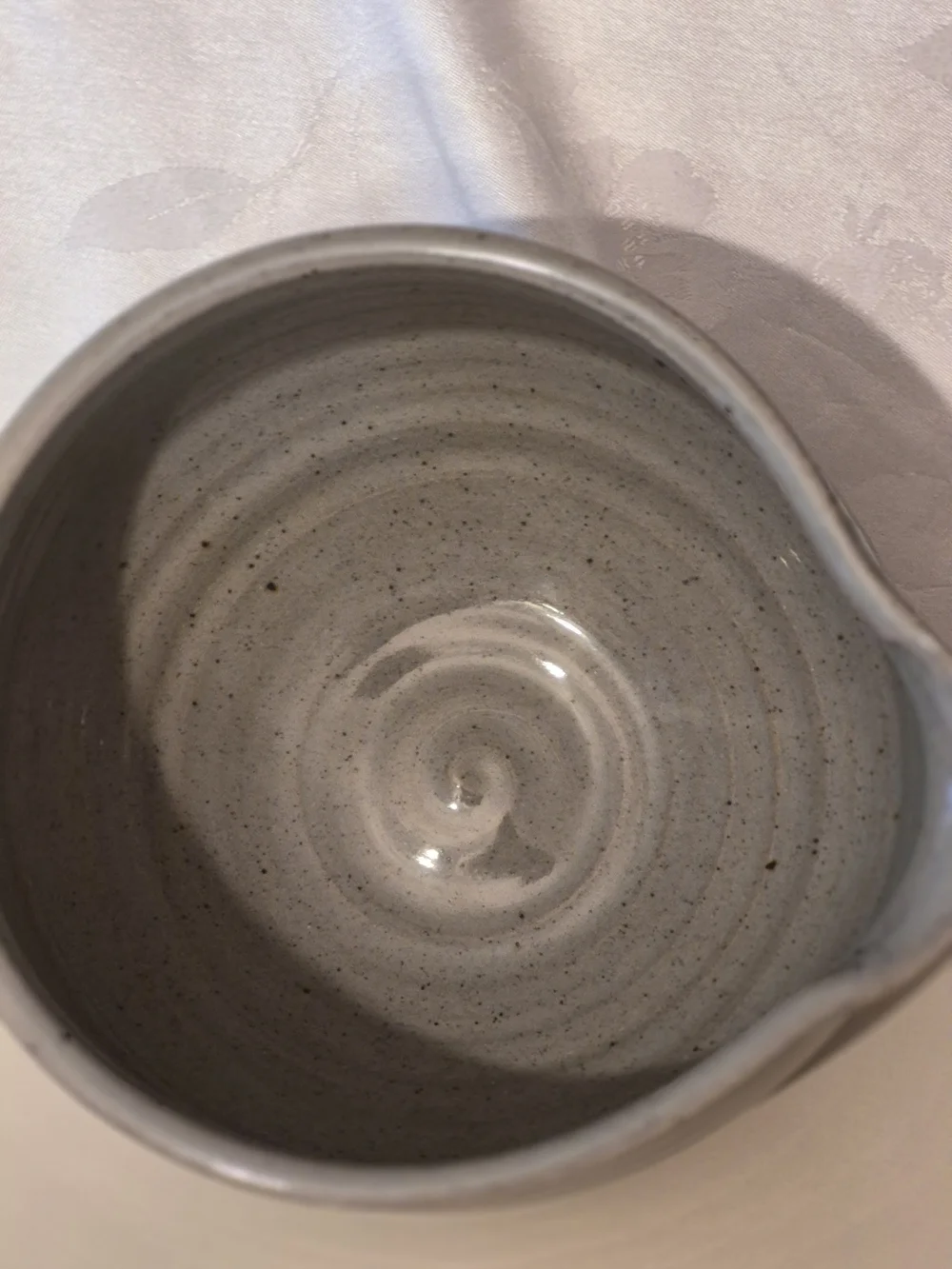 Great Bay Pottery Handcrafted Gray Stoneware Mixing Bowl Blue Lighthouse Design